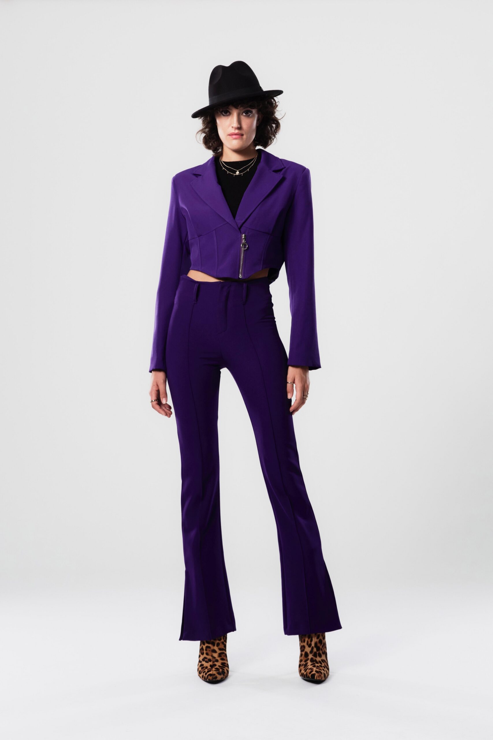 Purple high-waist-trousers- Le Club Elle