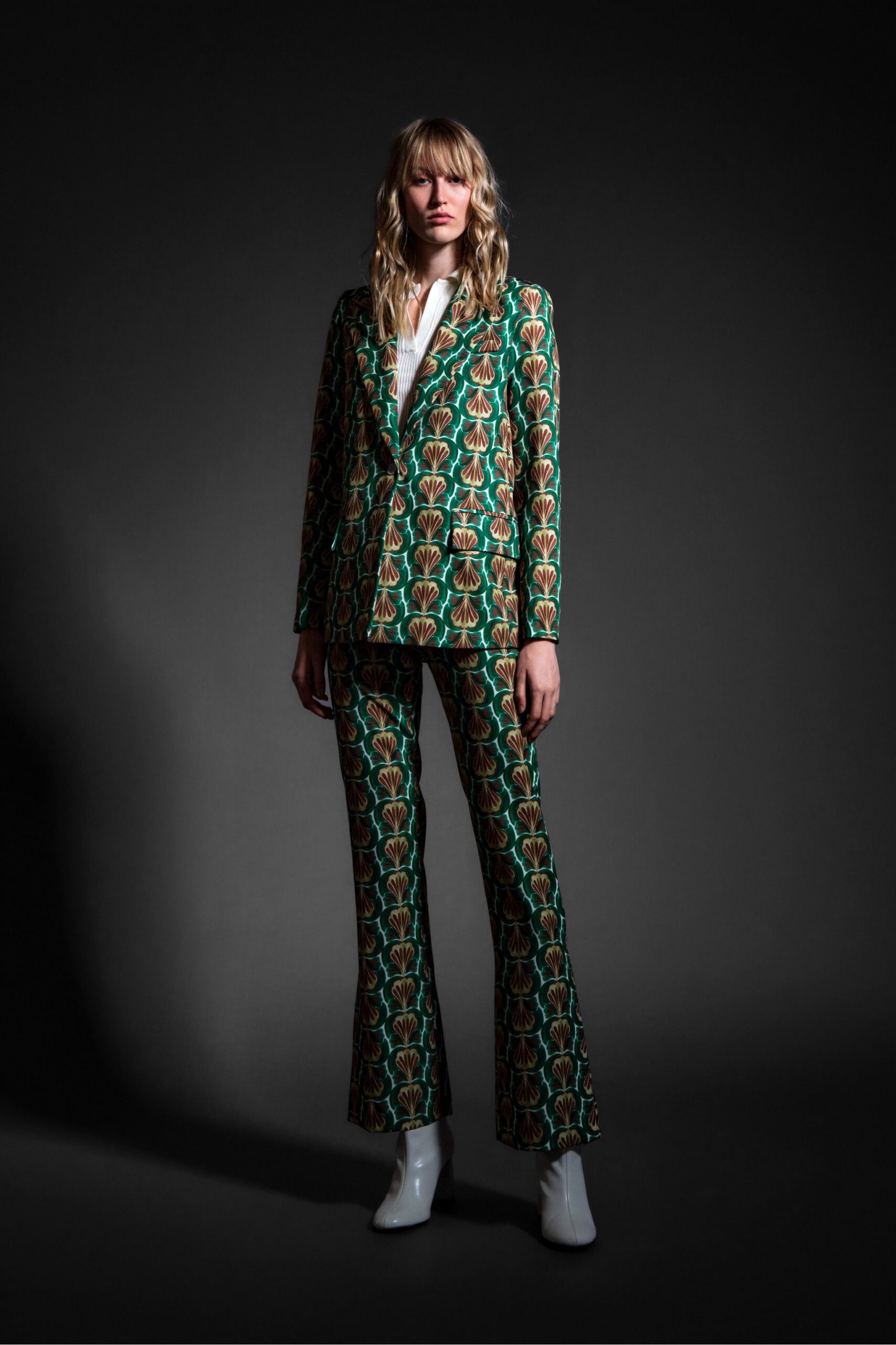 Green Trousers with pattern- Le Club Elle