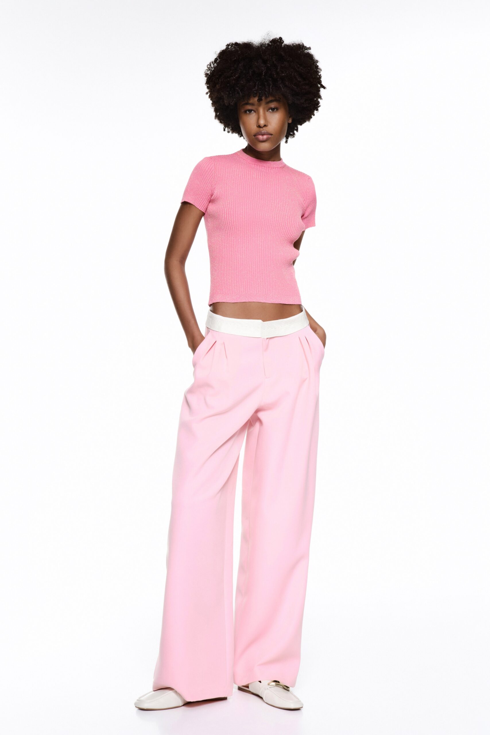 High Waisted Pink Trousers- Le club elle